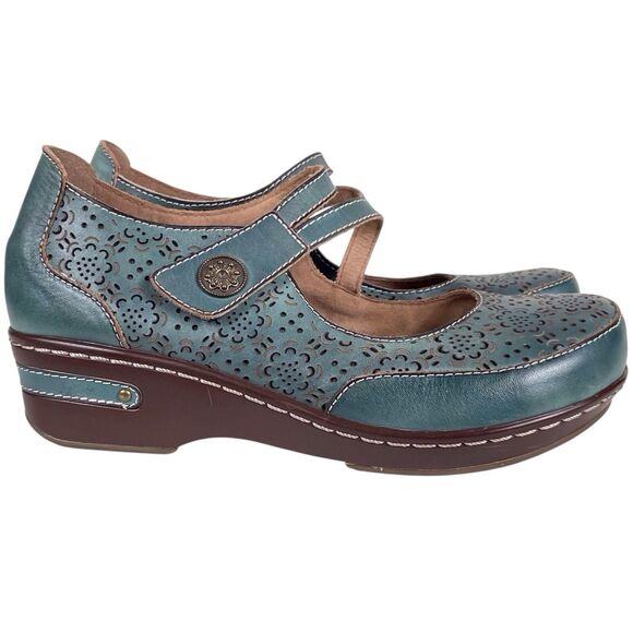 L'ARTISTE BY SPRING STEP Mamata Mary Jane Wedge Shoes EU Size 38 US 7.5 8 Green - Picture 16 of 16